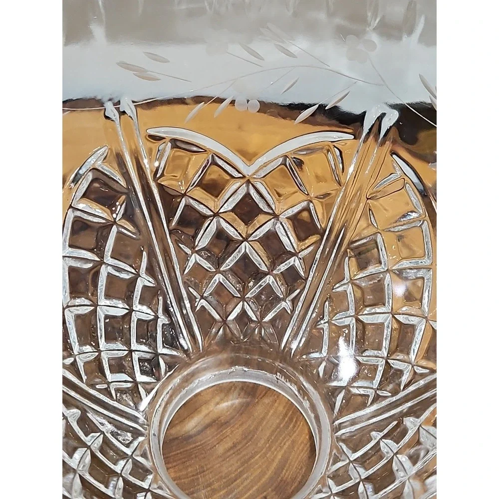 Vintage Cut-Crystal Floral Heavy‎ Hurricane Lamp Shade (1.5